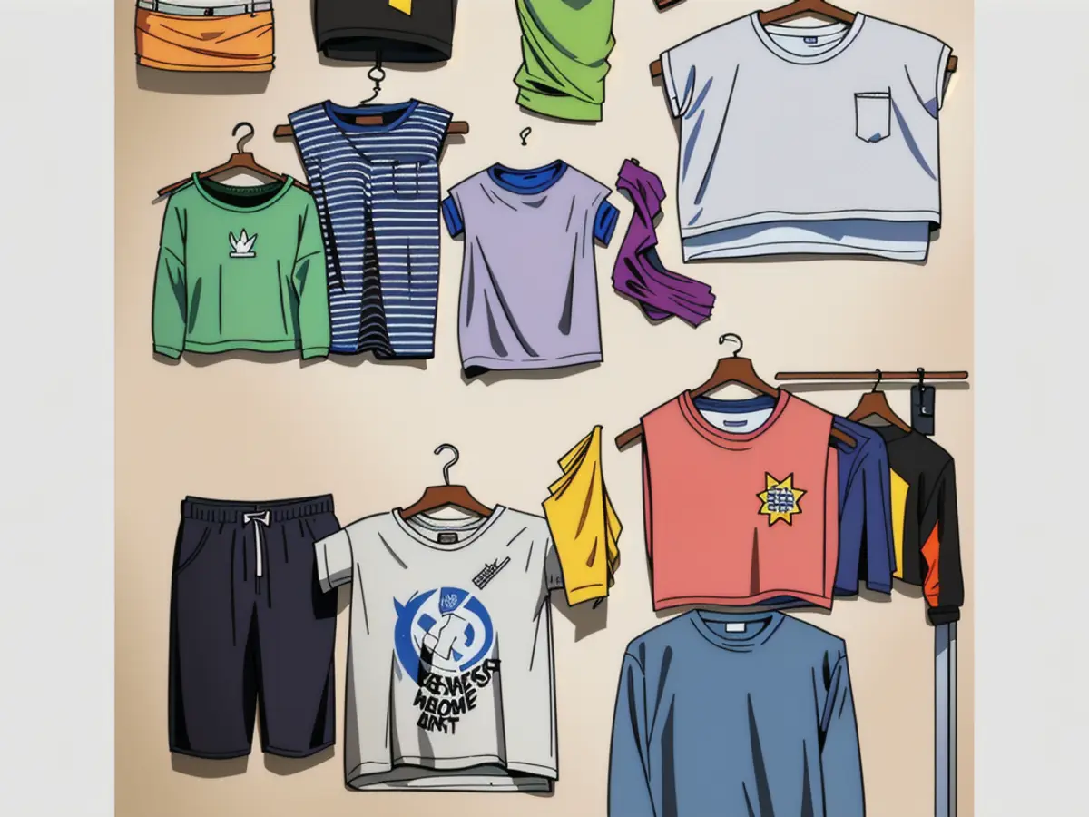 Neatly folded garments trapped within vacuum-sealed bags, evidence of meticulous packing for travel or storage purposes. Shirts and pullovers neatly stacked and condensed. Travel or storage contents showcased: Compact, well-arranged garments in vacuum-sealed bags (shirts, sweaters included). Neat packaging for efficient travel or storage.